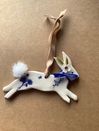 Image 1 of Rabbit ceramic decoration blue