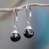 Candy Drop Earrings with Black Spinel, Sterling Silver