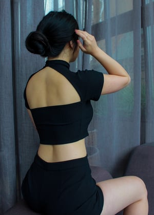 Image of Tamia Open-Back Top in Midnight Noir