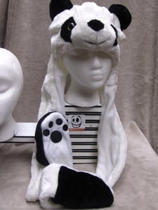 Image of Long Panda Hat w/Mittens