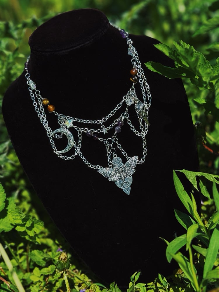 Image of "Earth Meets Sky" Choker w/ Amethyst & Tiger's Eye (adjustable)