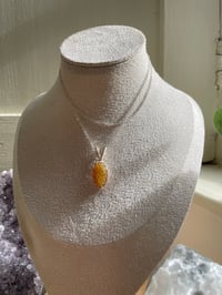 Image 4 of Silver Yellow Mother of Pearl Oval Crystal Necklace