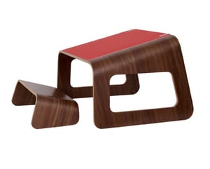 Image of Knelt™ American Walnut with unique Red pad and clips. 