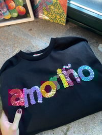 Image 1 of Suadoiro bordado a man. AMORIÑO negro. Varias tallas.