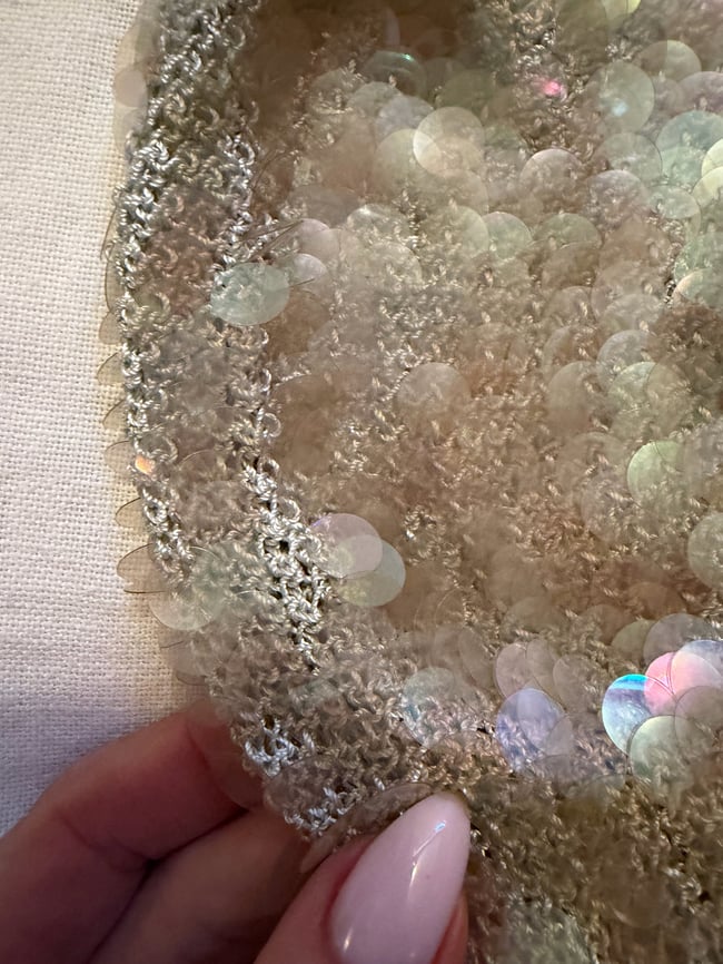 late 60s italian fine crochet slouch beret with paillettes