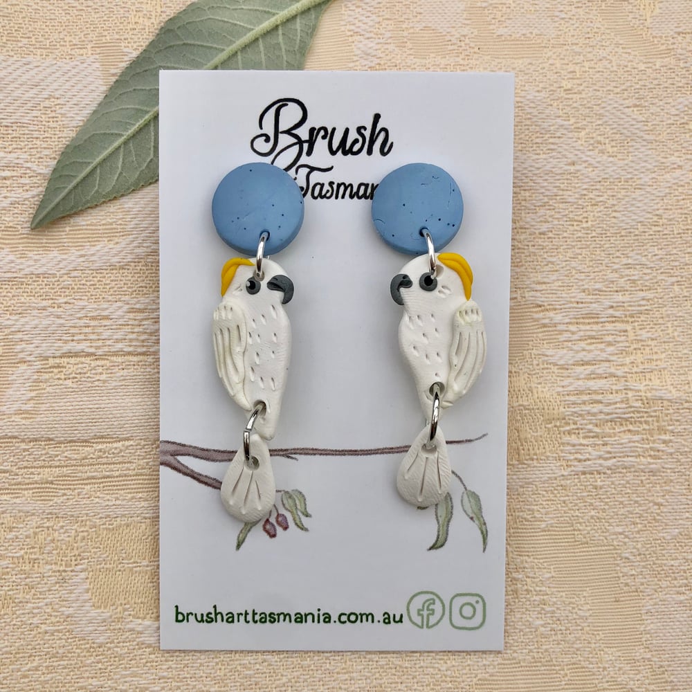 Sulphur-crested Cockatoo Drop Earrings