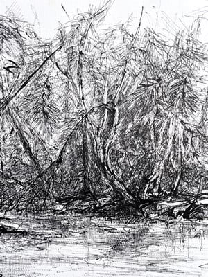 Image of VINTAGE DUTCH DRAWING: LANDSCAPE #10