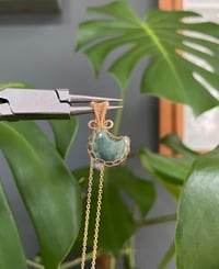 Image 1 of Gold Ocean Jasper Moon Crystal Necklace