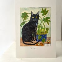 Image 1 of A5 art print -Kiwi the black cat (custom option available) 