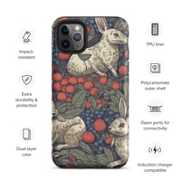 Image 7 of Boho Nature Cottagecore Inspired White Rabbits Among Berries Tough Case for iPhone®