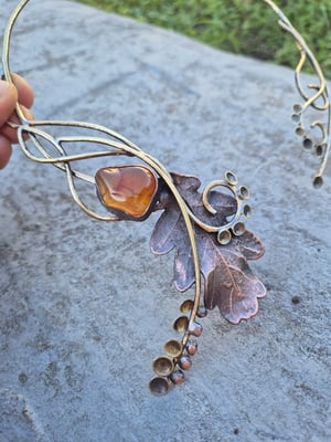 Oak leaf and carnelian necklace 