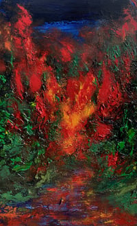 Image 2 of “Forest Fire” acrylic on canvas 30 x 48 