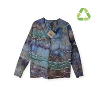 Image 1 of ♻️ UPCYCLED S Adult Cotton Sweater Cardigan in Deep Geode Ice Dye