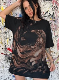 Image 3 of “CROW FEATHERS” BLEACH PAINTED T-SHIRT XL