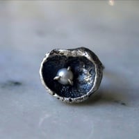Image 1 of Cupule Ring with Pearl size 6.5