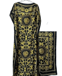 Image 4 of Elegant Floral Print Maxi Abaya Dress with Batwing Sleeves