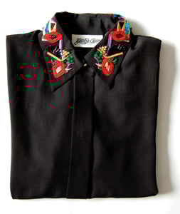 Image of Beaded Black Button-up Blouse