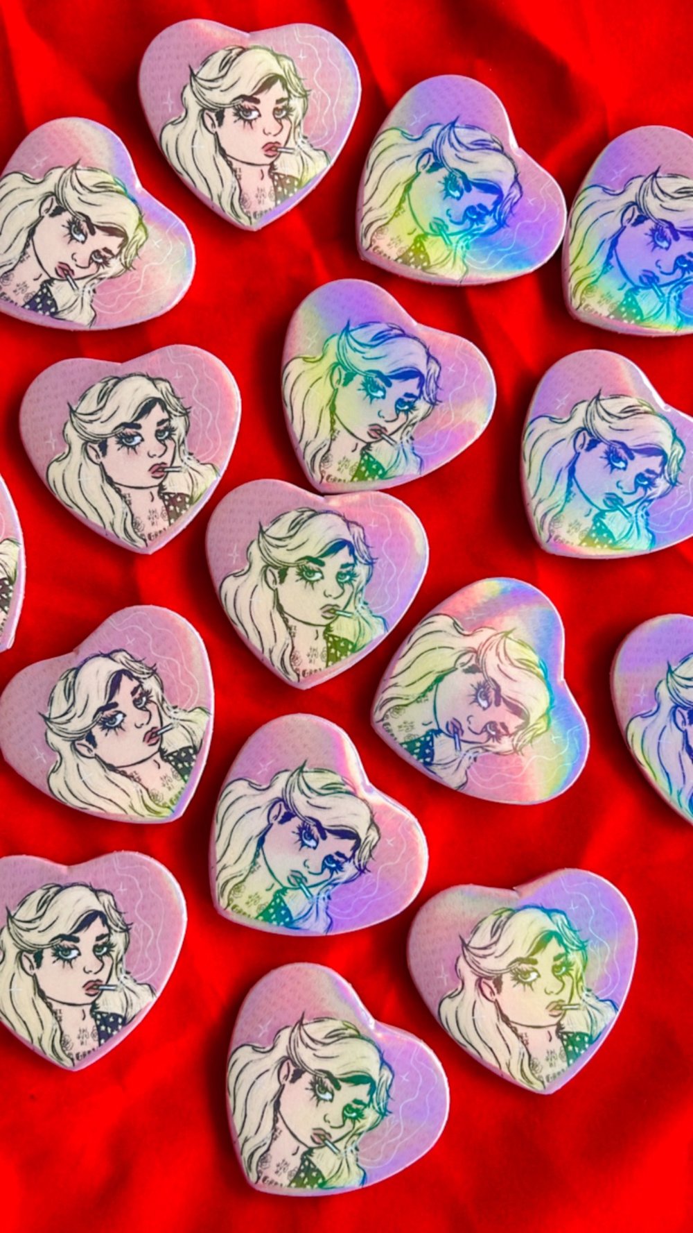 FRAN holographic heart badge