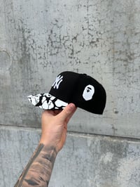 Image 2 of BLACK WHITE METS x YANKEES CUSTOM FITTED CAPS