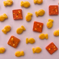 Image 1 of Fused glass cheese snack pins and magnets 