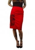 Image of Sailor Jerry: Roses Button Pencil Skirt
