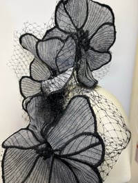 Image 2 of Black organza flowers headpiece 