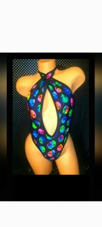 Image 4 of Blacklight Glow Thong Romper 3 prints!