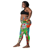 Image 5 of Ladies Funk Art Collage 2 Crossover Leggings with pockets