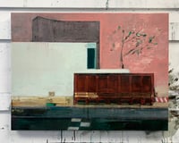 Image 2 of Painting / maleri / "IB – Malerdrømme og tankestreger – Den røde container" / 60x80 cm