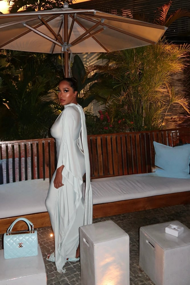 Image of BBX BRAND RUCHED BATWING GOWN WITH VELVET DETAILS (XS)