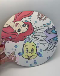 Image 5 of Ariel, Ursula and Flounder round plaque/ painting