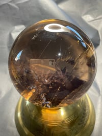 Image 4 of Large Smoky Quartz Sphere With Golden Rutile And Rainbows #1769