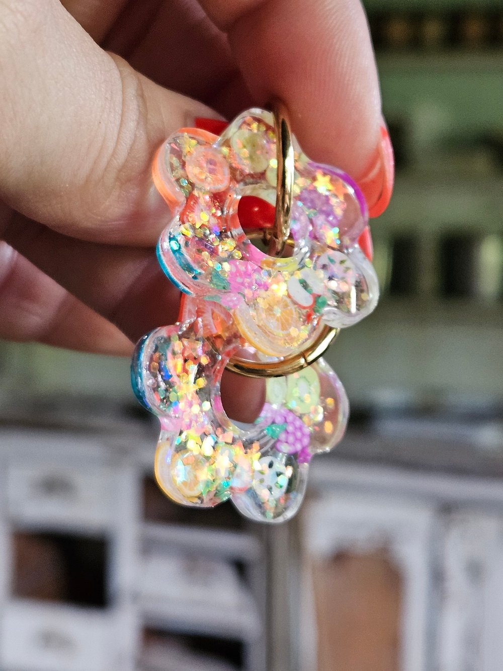 Image of Fruity Flower Hoops **SILVER**