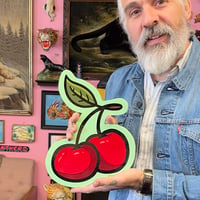 Fuzzy Cherries- Wood cutout