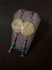 Green Stone Purple Spoke Nipple Earrings!