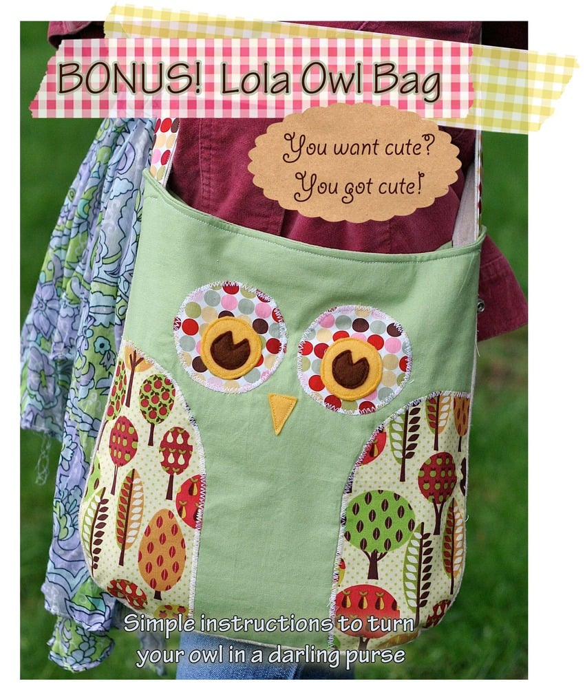 Image of Lola The Owl Pillow PDF Pattern and bonus Lola Owl Bag Pattern