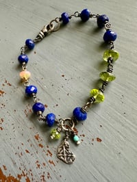 Image 18 of lapis and peridot charm bracelet