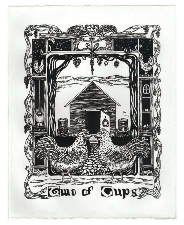 Two of Cups Chicken Print
