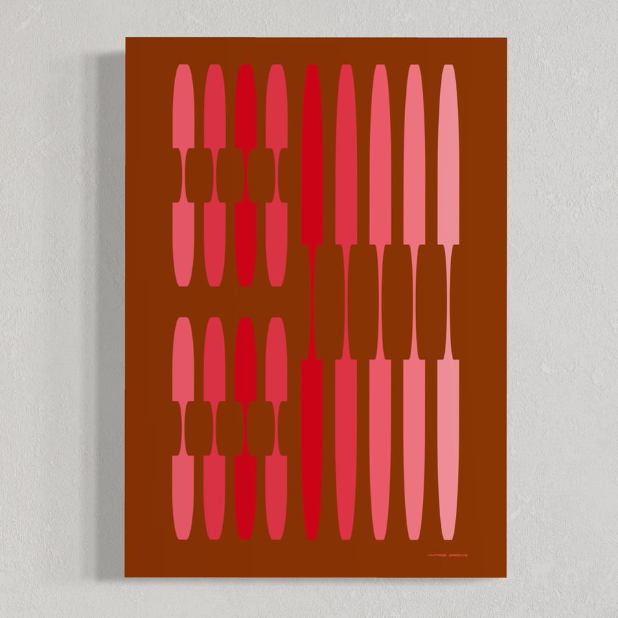 Image of 'Partition' in Red & Pink 250gsm Matt Art Print