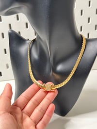 Image 4 of Metal Gold Plated Choker CC Pendant Necklace
