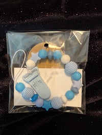 Image 5 of 12" Light Blue Silicone Bead Pacifier Clip