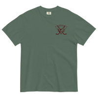 Skateful Dead Hockey Stealie - Embroidered Comfort Colors Tee (Blue Spruce/Maroon)