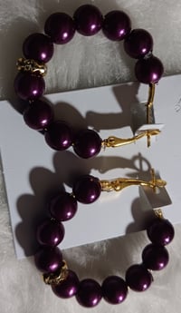 Image 4 of Silver Plated Hoops (purple)