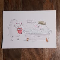 Image 1 of Original drawing - Angry bath