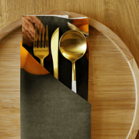 Image 7 of cloth napkins ( Happy Thanksgiving with orange)