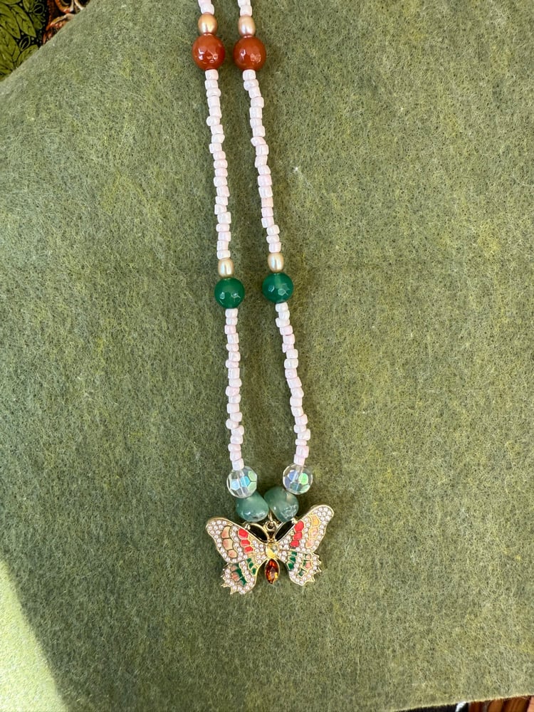Image of Beautiful butterfly necklace 💙🦋🧡✨