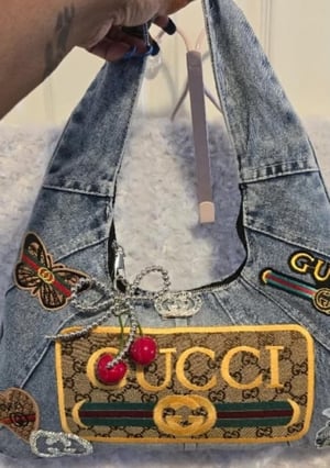 Image of Denim Gorg Girl Bag with Hat