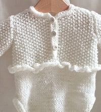 Image 2 of Newborn girls knitted bodysuit for photoshoots | Aila  | creamy