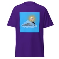 Image 2 of crossreference316 logo tee light blue background