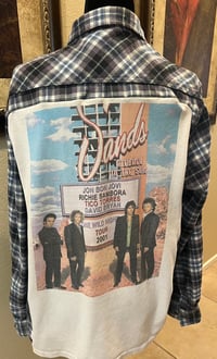 Vintage Gray/Blue/White Flannel Shirt Bon Jovi